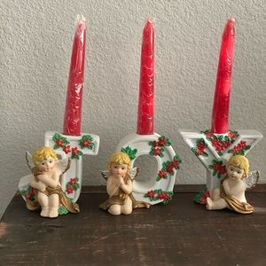 Christmas figurine. Armchair shopper JOY ceramic angels figurine candle holder